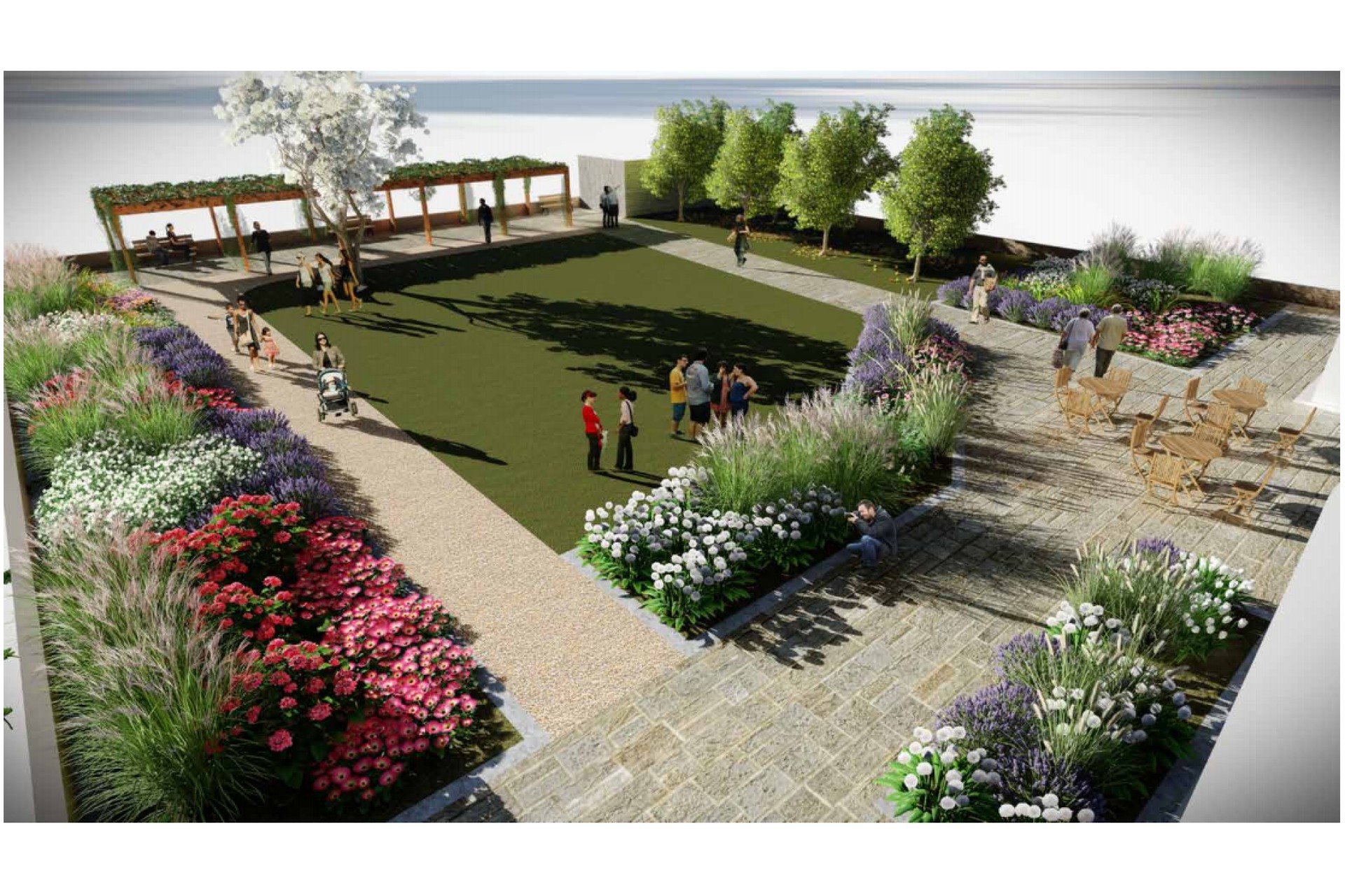 Aerial View of the Community Garden Proposals from the Bardowie Street Hall Looking North West by LUC