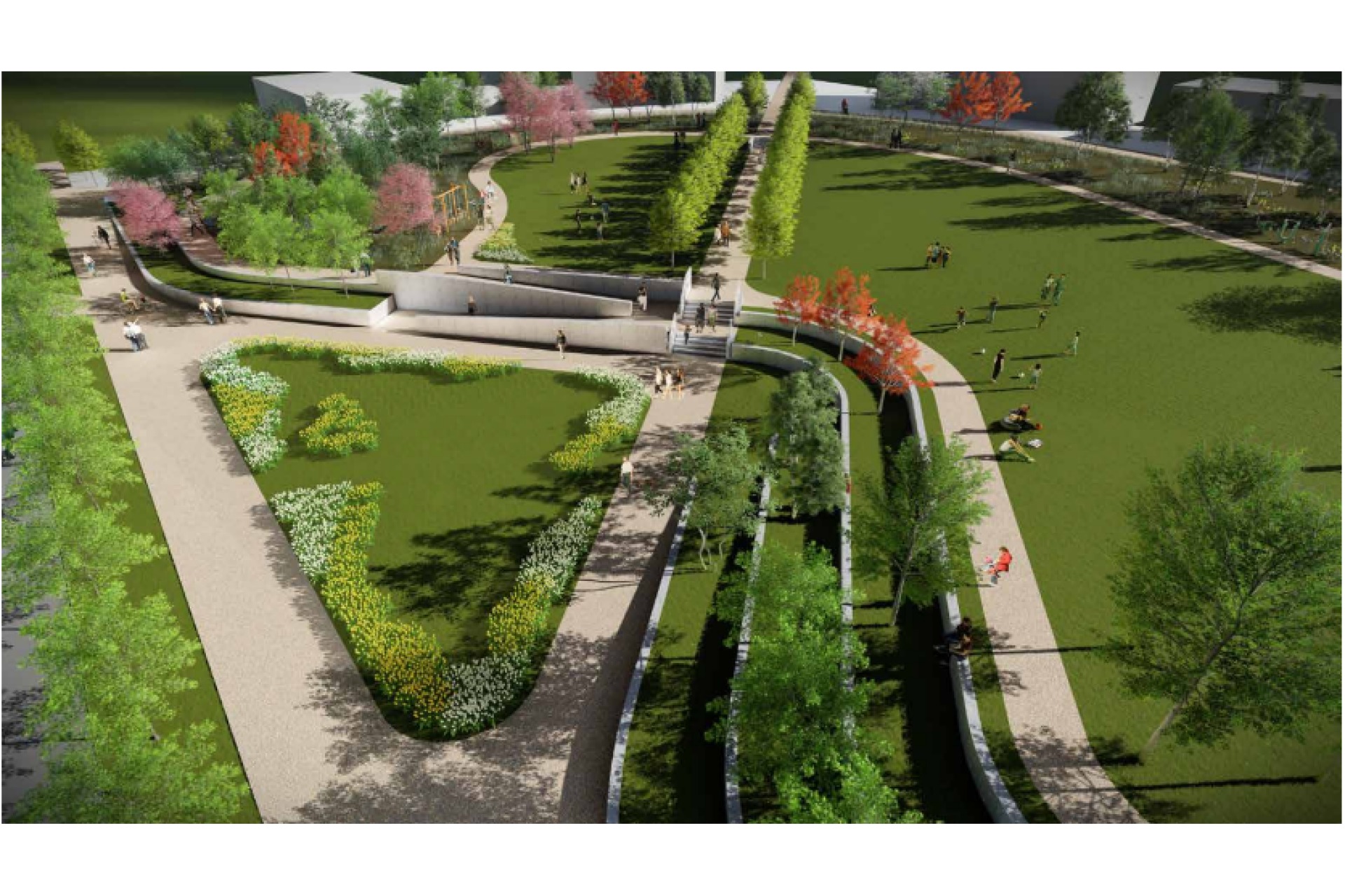 Aerial View of the Community Park Proposals from Stonyhurst Street Looking North West by LUC