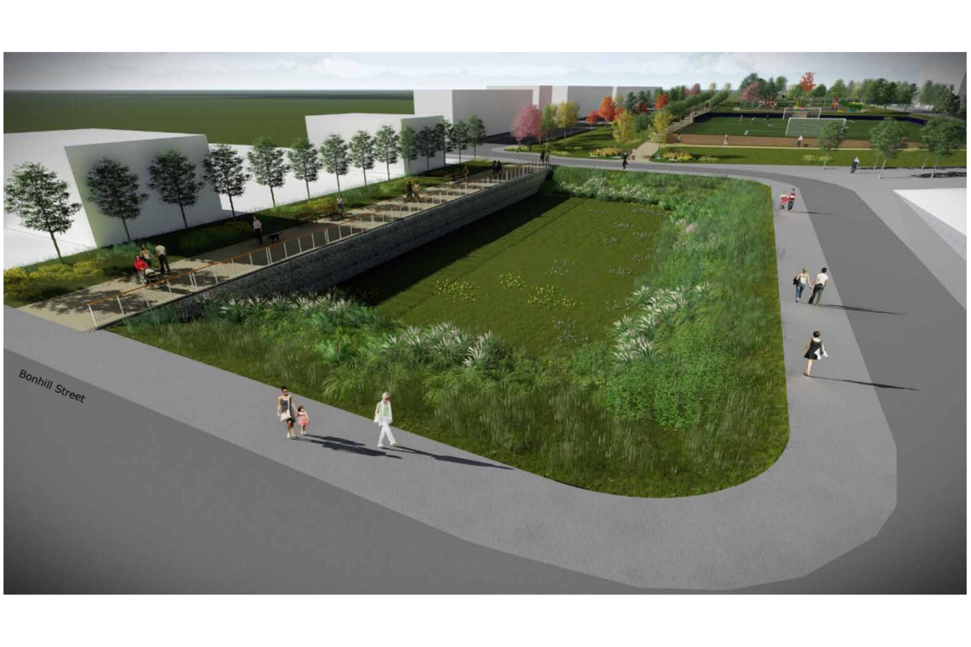 Aerial View of the Link Space from Bonhill Street Looking West by LUC