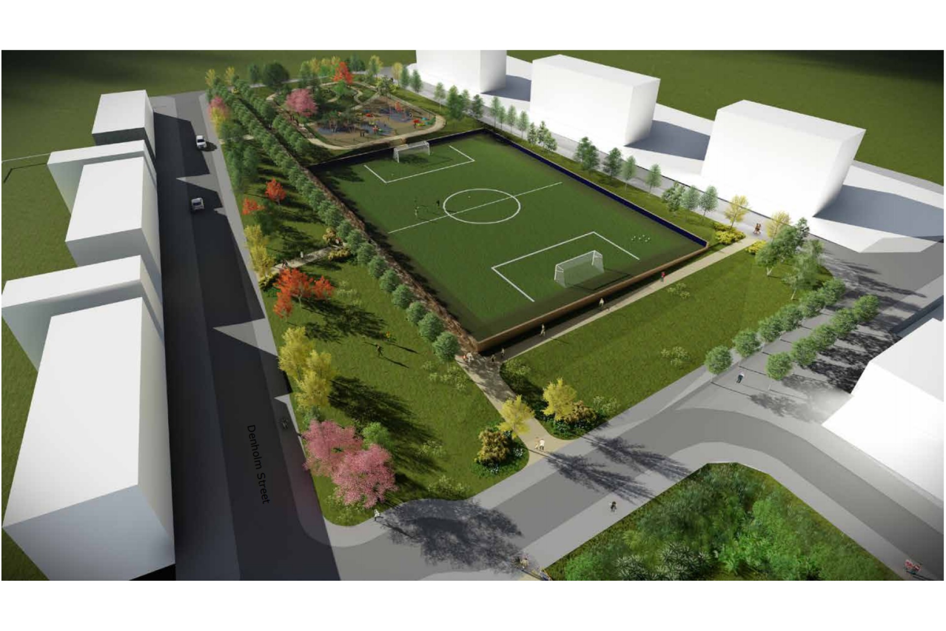 Aerial View of the Play Park Proposals from Appleby Street Looking West by LUC