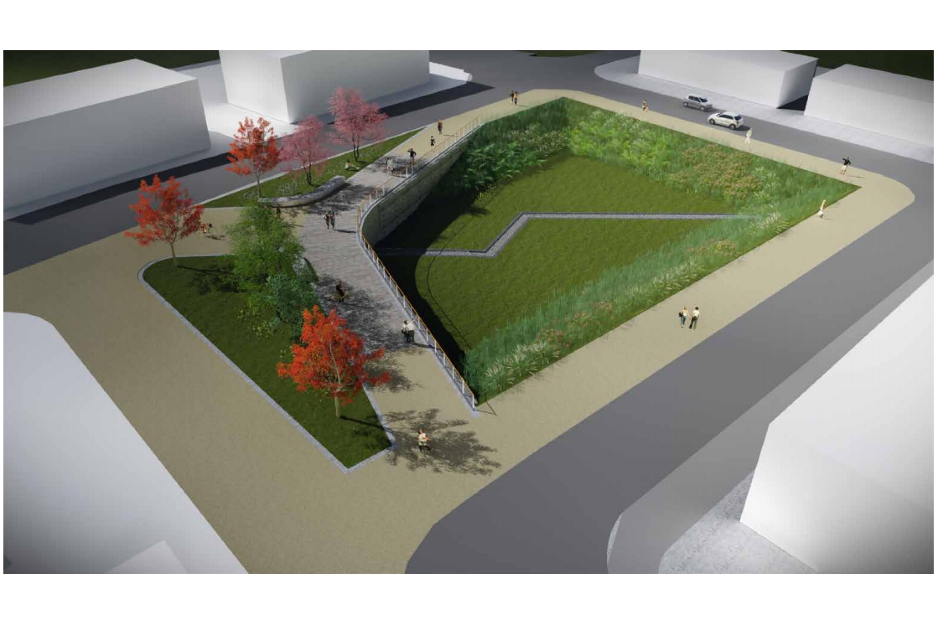 Aerial View of the Tranquil Space Proposals from Cleghorn Street Looking North East by LUC